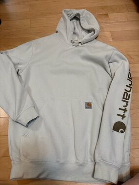 Carhartt Hooded Sweatshirt in cream with Chest Patch